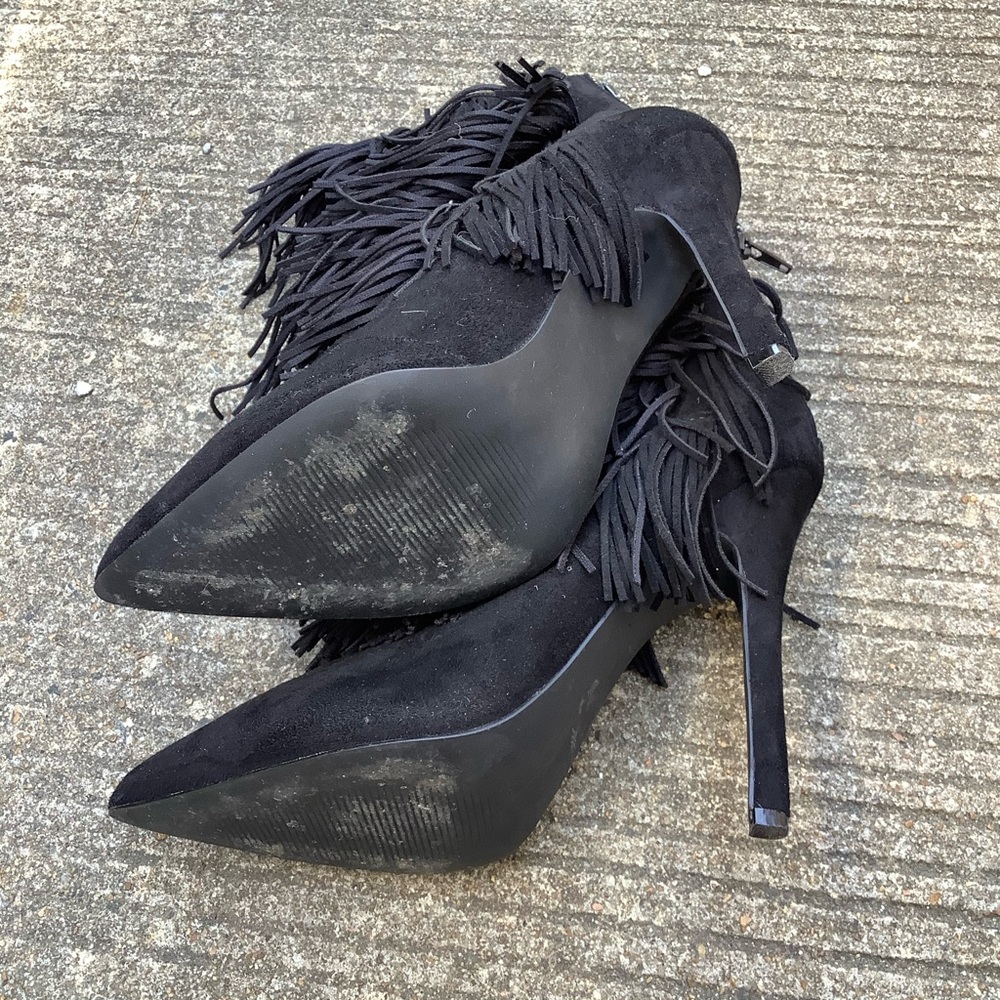 Nasty Gal Fringe Black bootie Size 7.5 - Picture 7 of 10